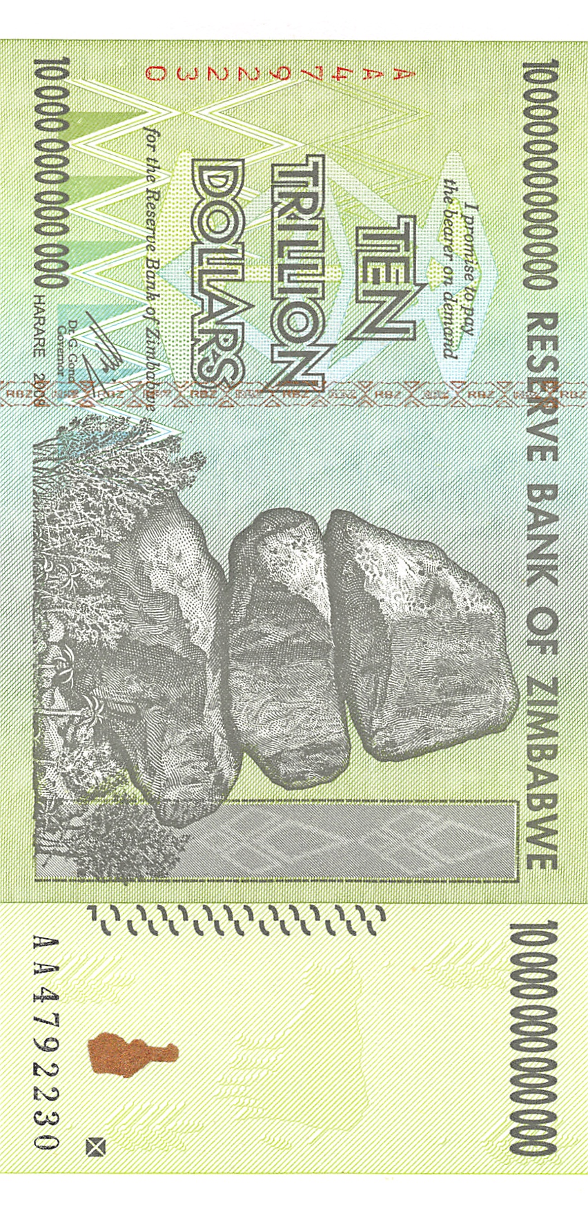 Trillion Zimbabwe Dollars Featuring The Reserve Bank Of Zimbabwe